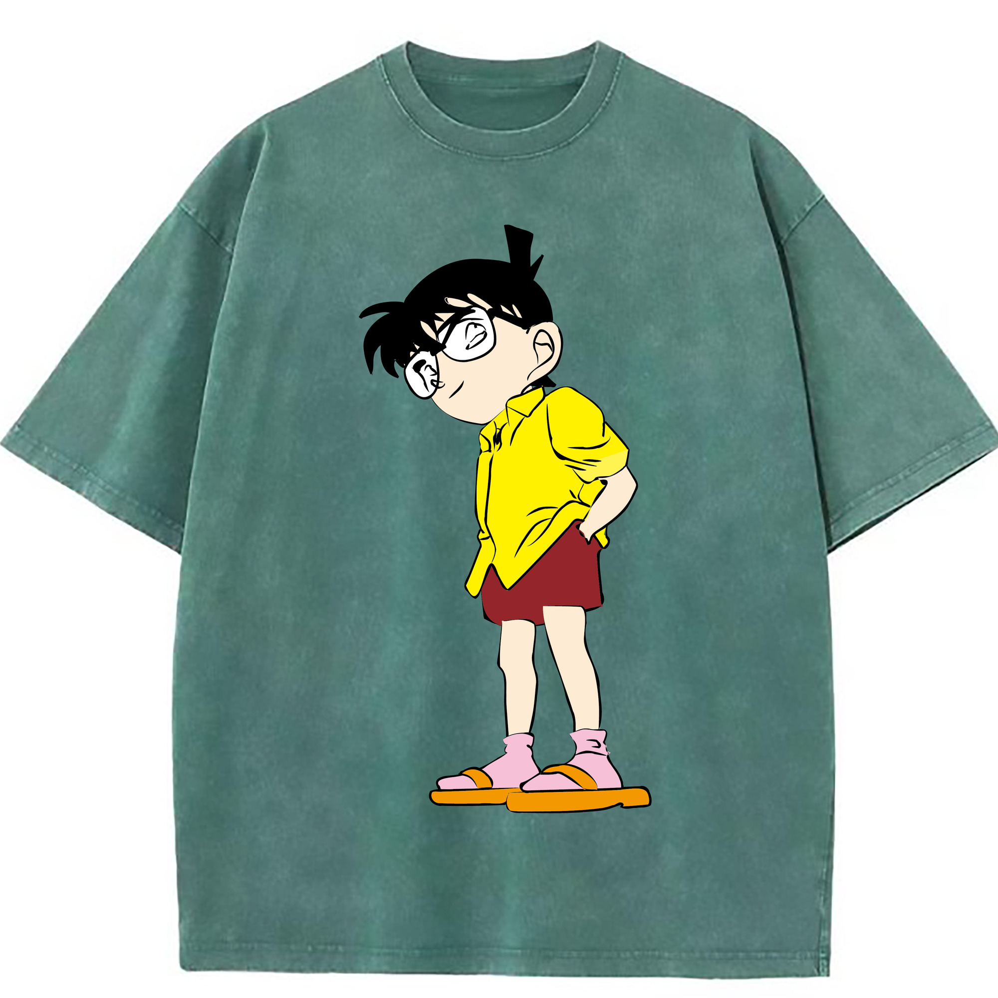 （画像用） 名探偵コナン 江戸川 コナン Detective Conan Conan Edogawa 綿100% ヴィンテージ風 半袖Tシャツ（フロントプリント）